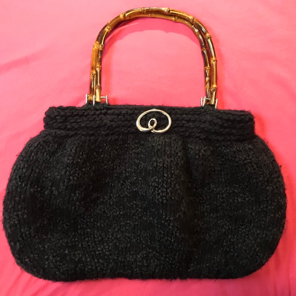 Jane’s Kreations Original Black Hand-knit Handbag